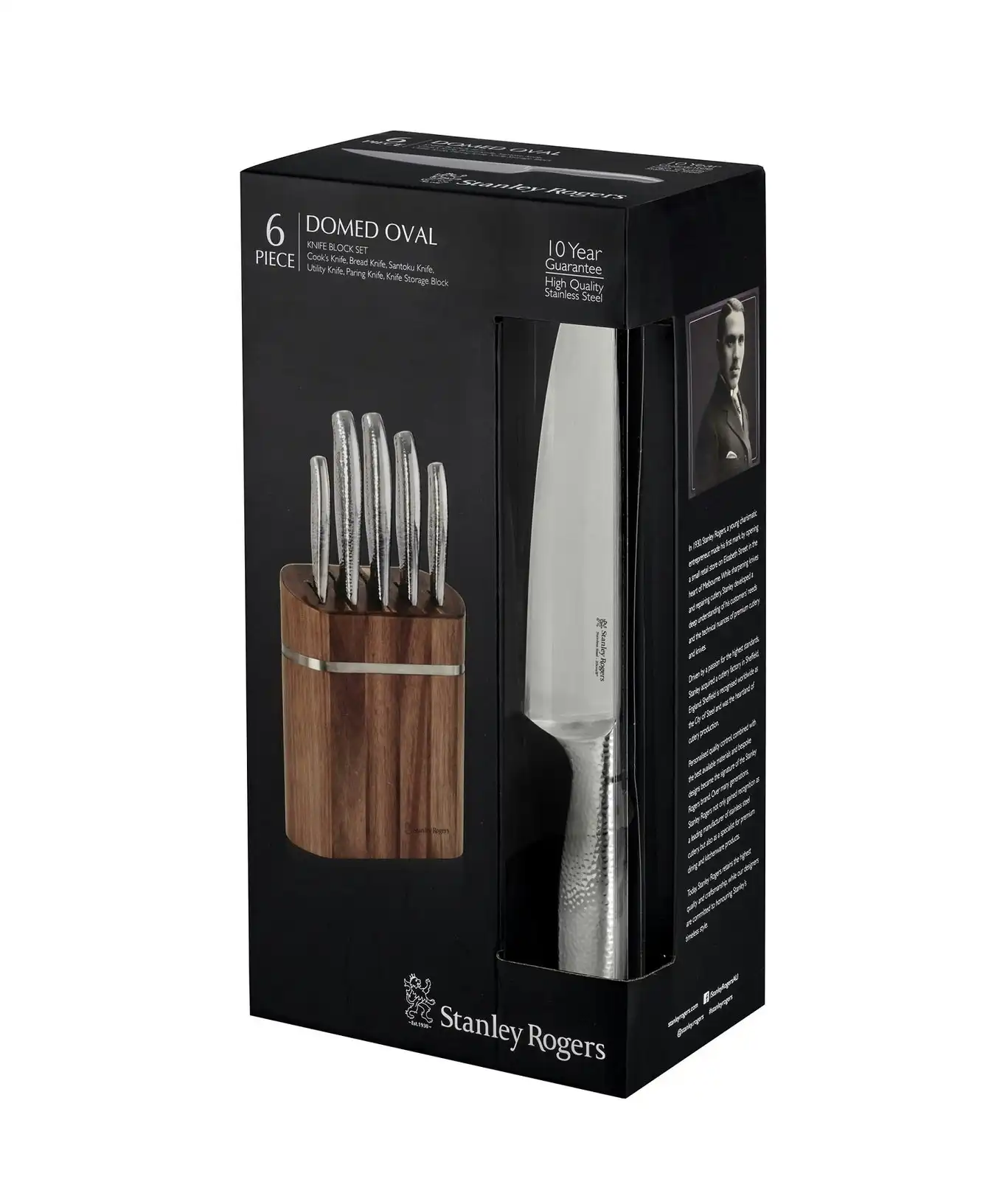 Stanley Rogers Domed Oval 6 Piece Knife Block Set