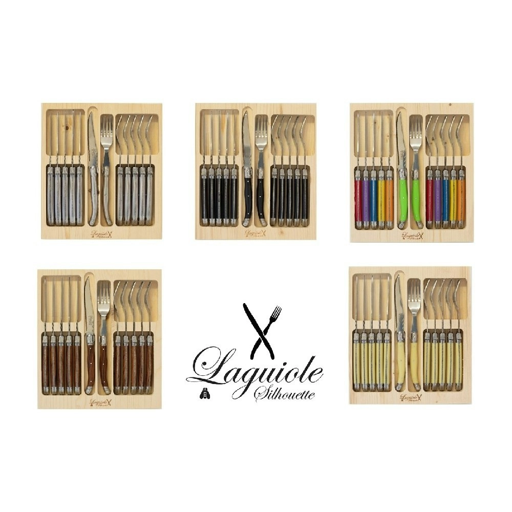 Laguiole Silhouette 12 Piece Stainless Steel Steak Knife And Fork Set