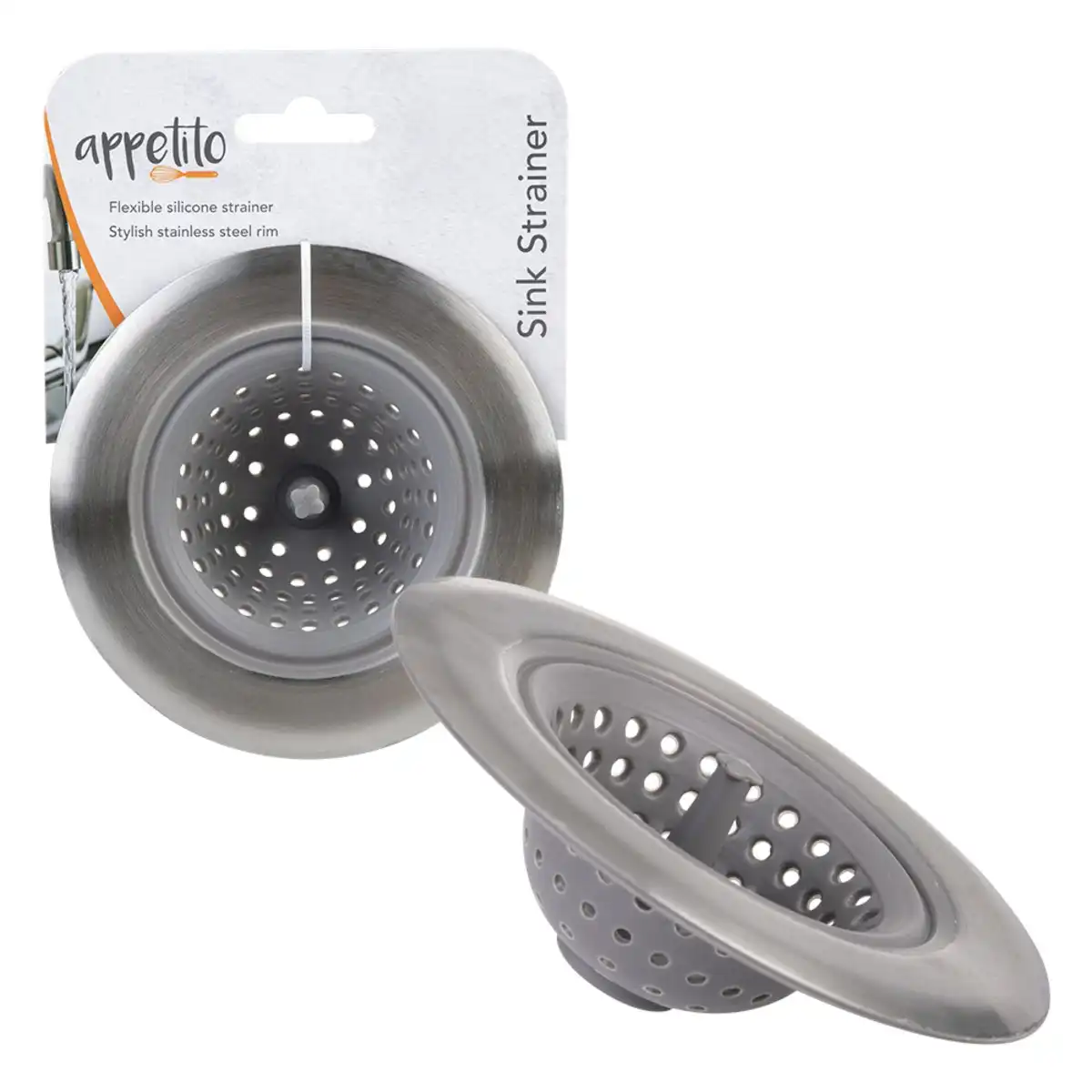 Appetito Stainless Steel & Silicone Sink Strainer