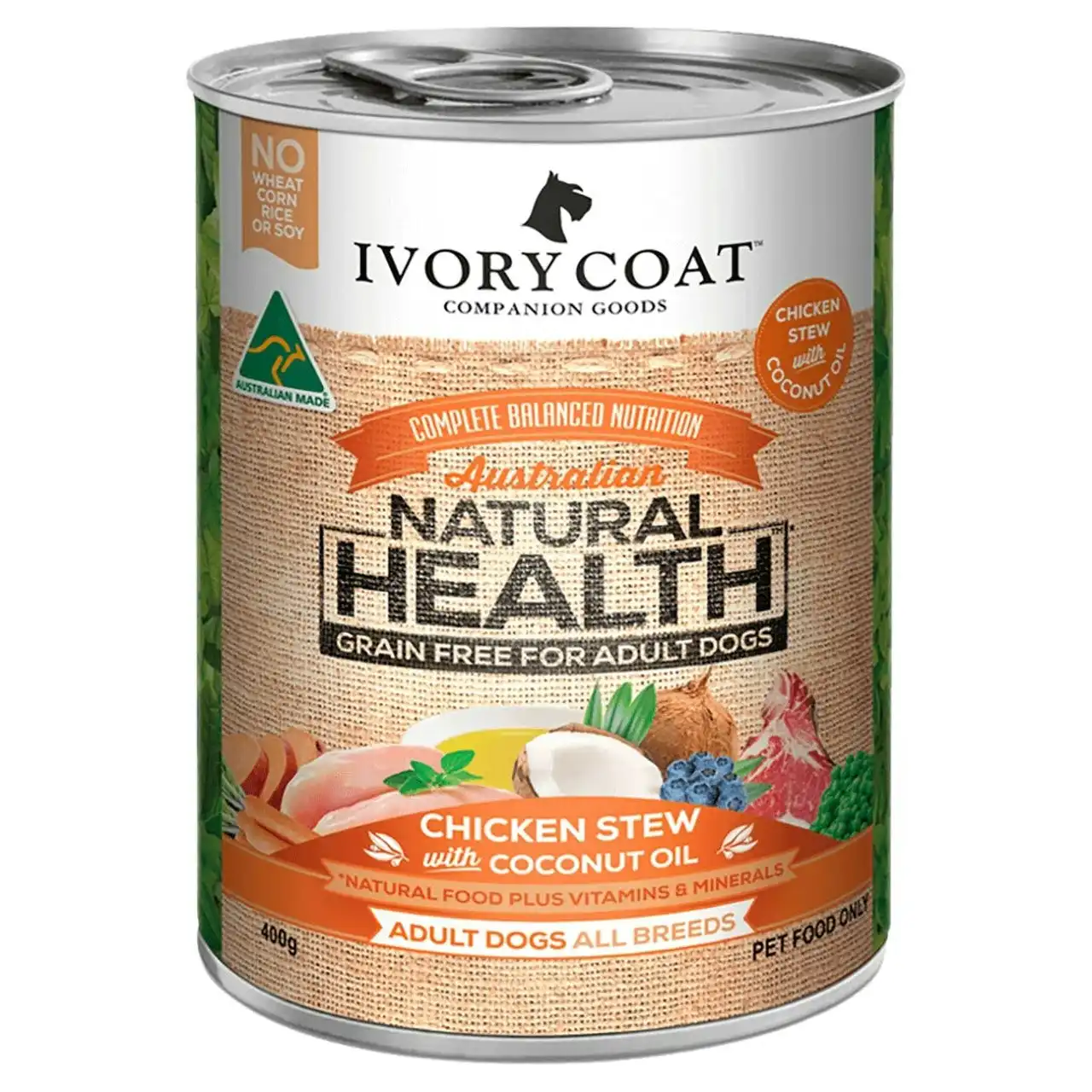 Ivory Coat Grain Free Lamb And Sardine Stew Adult Dog Wet Food 12x400g