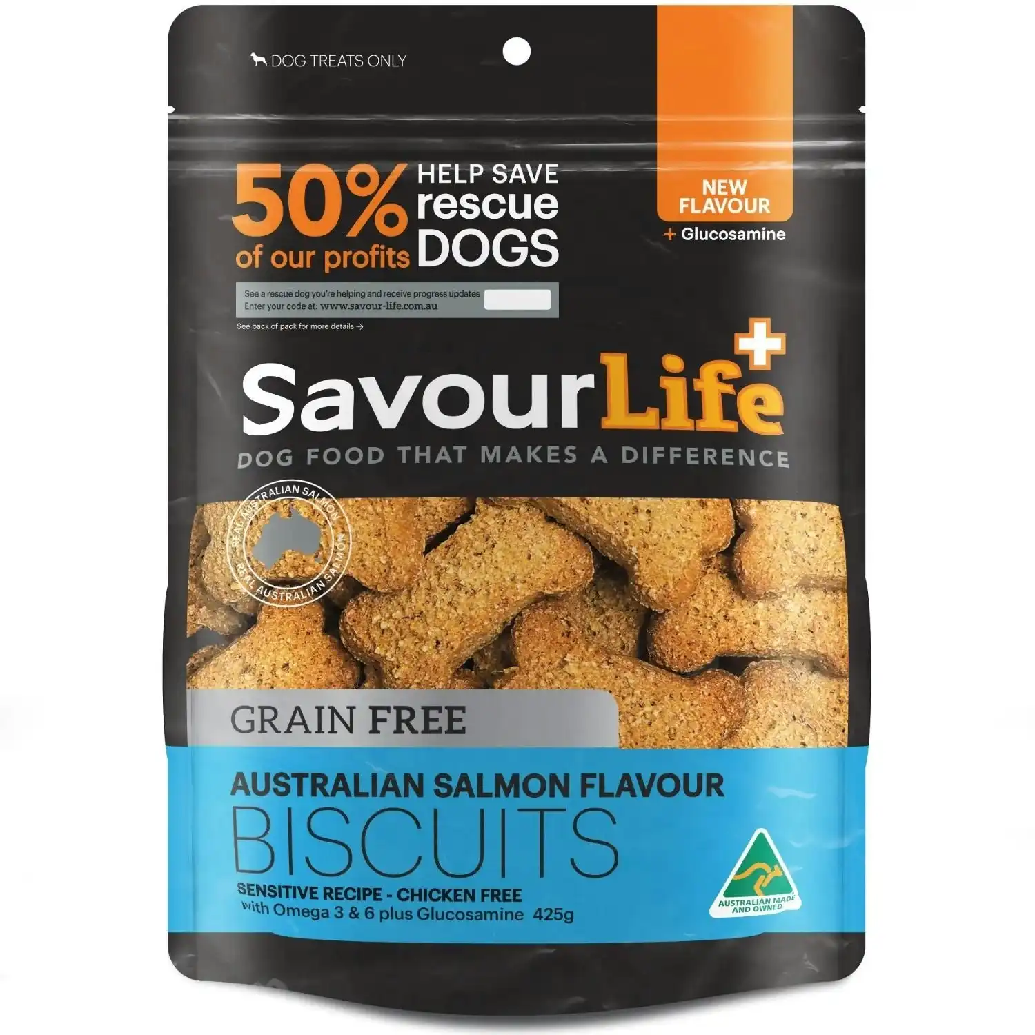 SavourLife Australian Grain Free Salmon Biscuits Dog Treats 425g
