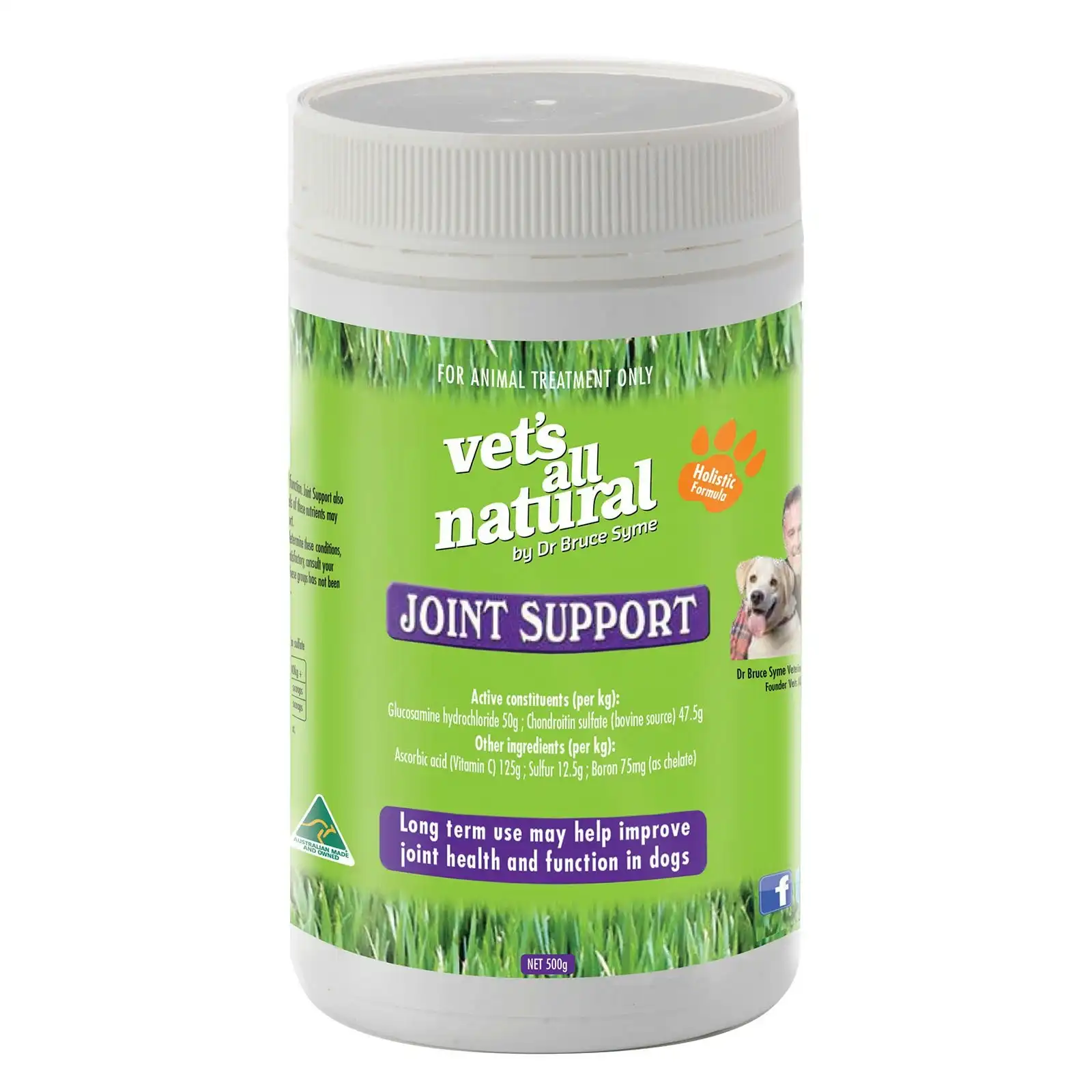 Vets All Natural Joint Support Powder Nutritional Supplement For Dogs 500g