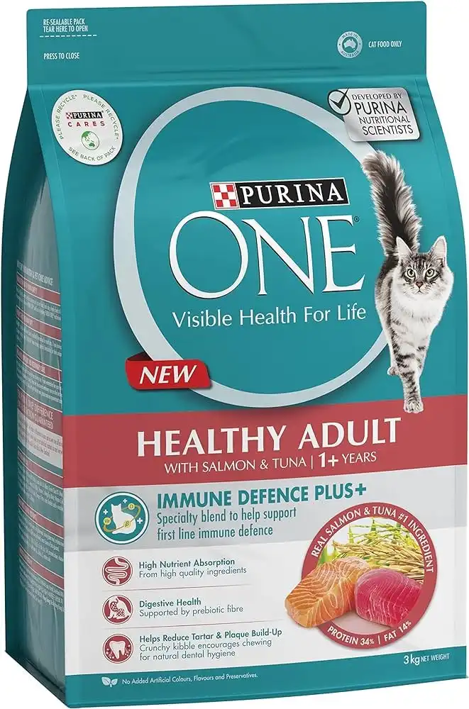 Purina One Healthy Adult With Salmon & Tuna 1+ Years Dry Cat Food 3kg