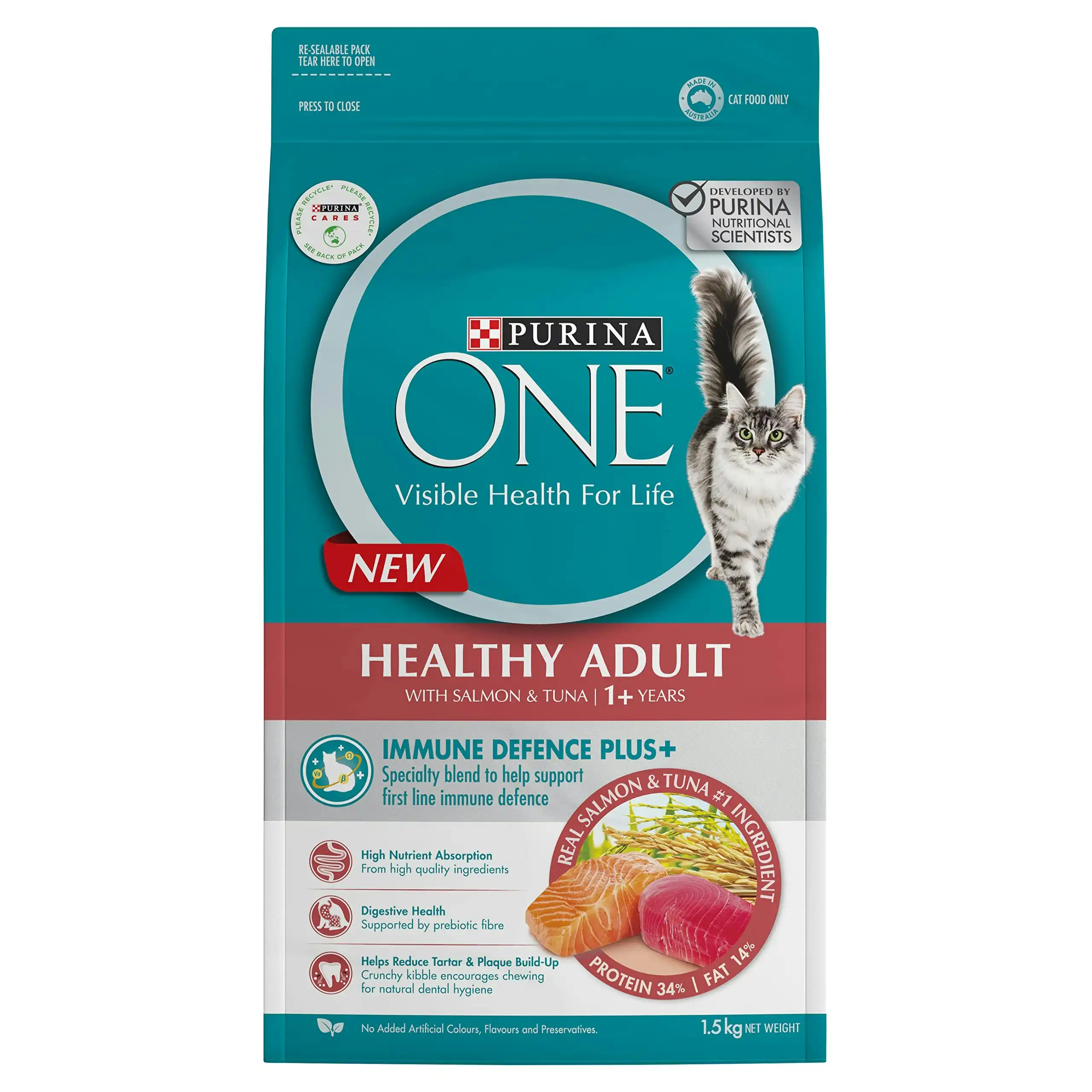 Purina One Healthy Adult With Salmon & Tuna 1+ Years Dry Cat Food 1.5kg