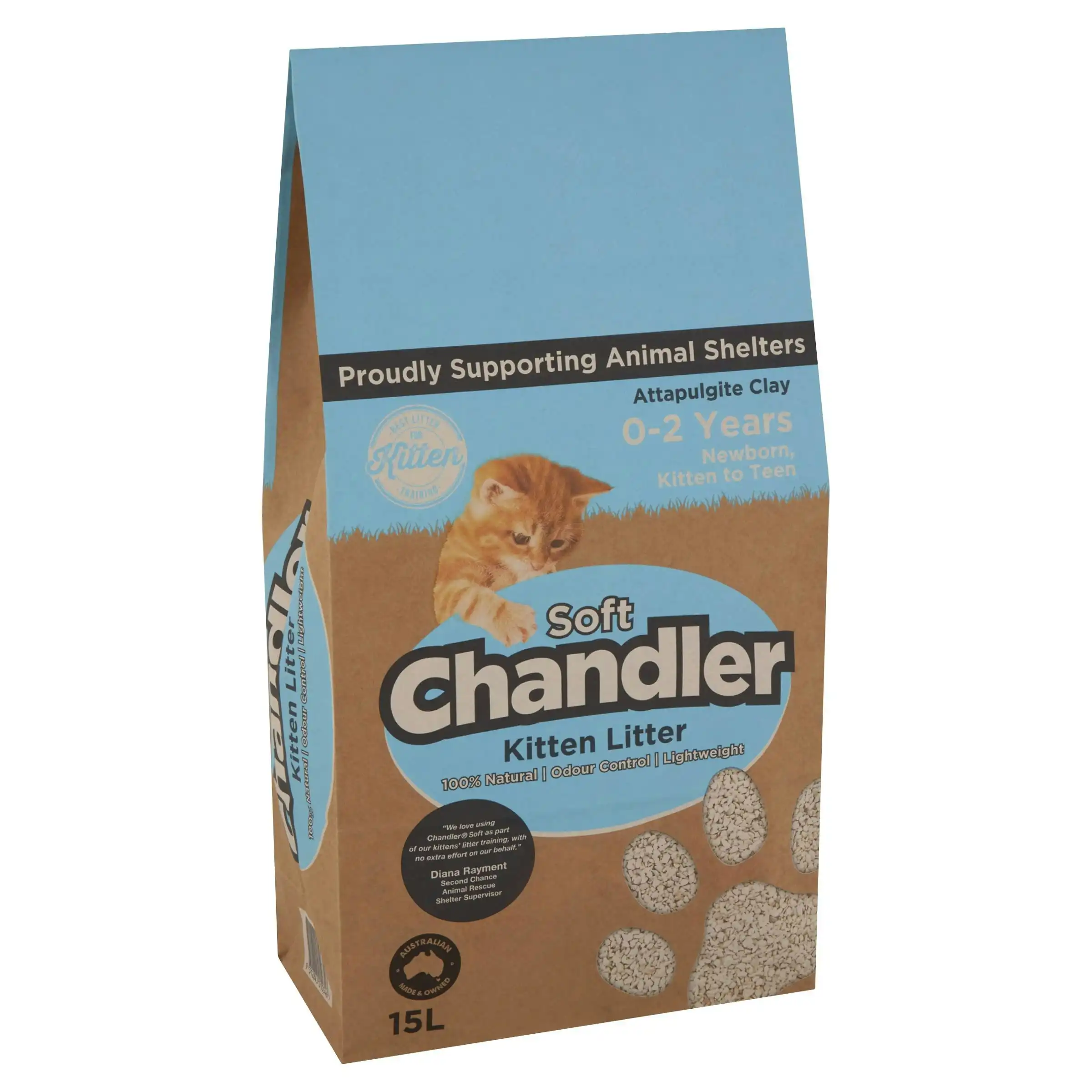 Chandler Soft Natural Attapulgite Clay Kitten Litter 15L
