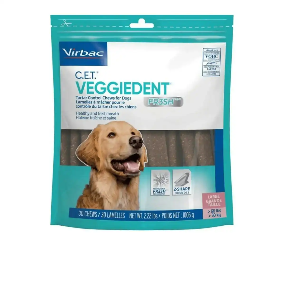 Virbac Veggiedent Fr3sh Large Dental Treats For Dogs Over 30kg 15 Pack