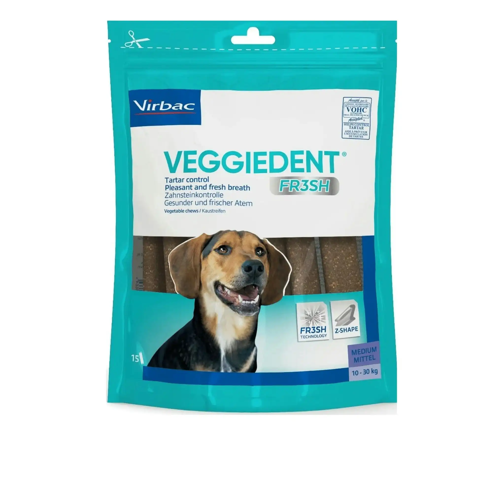 Virbac Veggiedent FR3SH Dental Chews for Medium Dogs 15 Chews