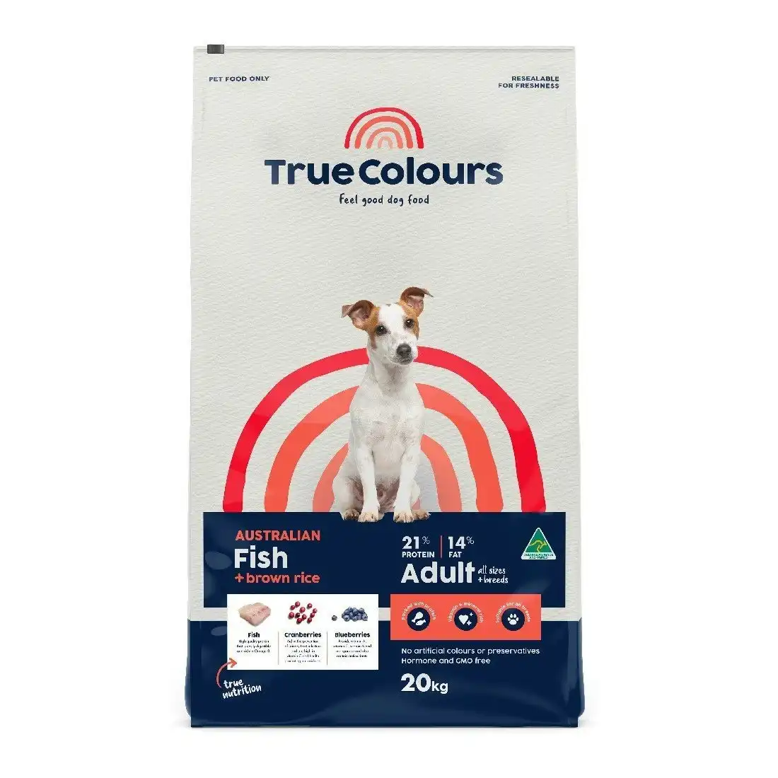 True Colours Adult Fish & Brown Rice Dry Dog Food 20kg