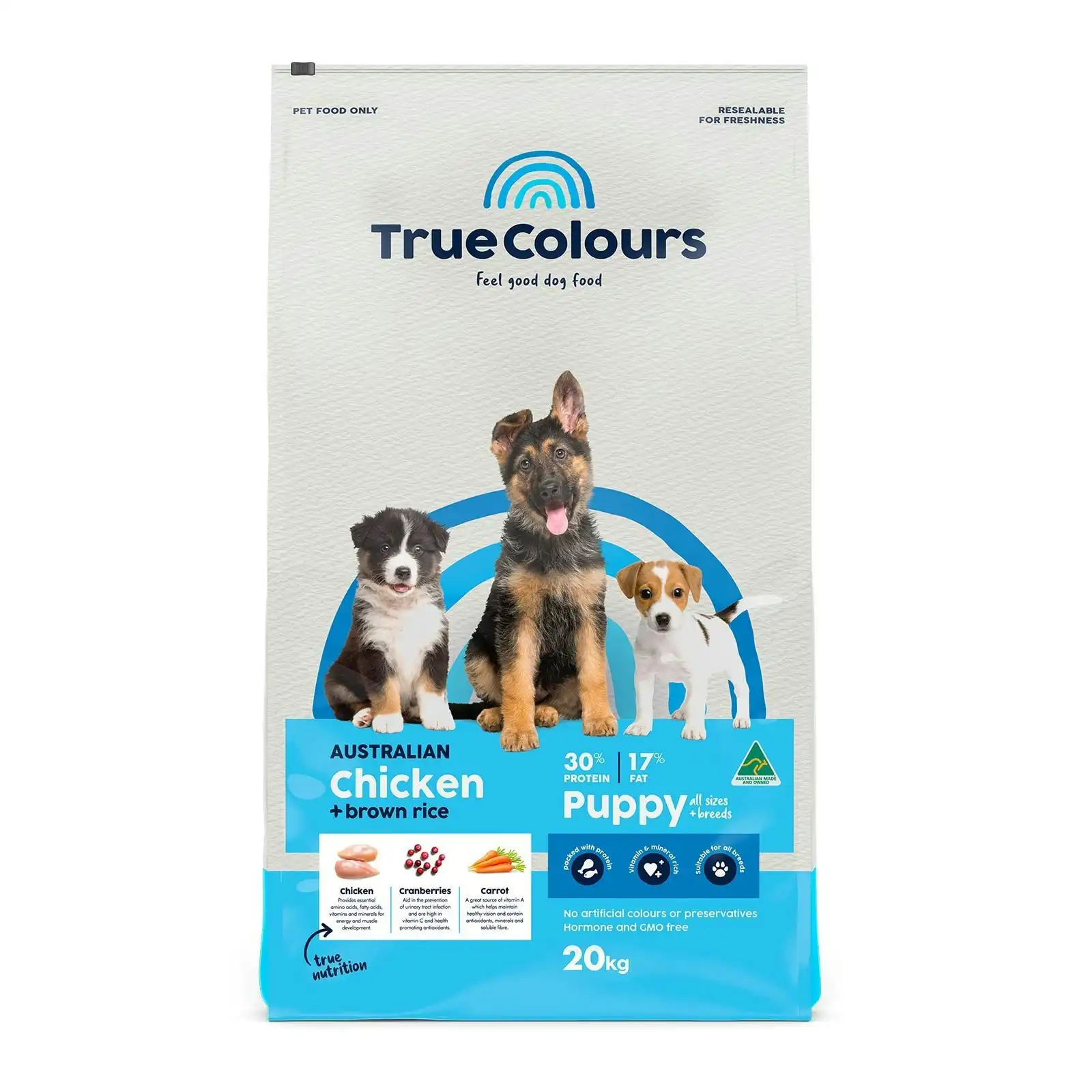 True Colours Puppy Chicken & Brown Rice Dry Dog Food 20kg