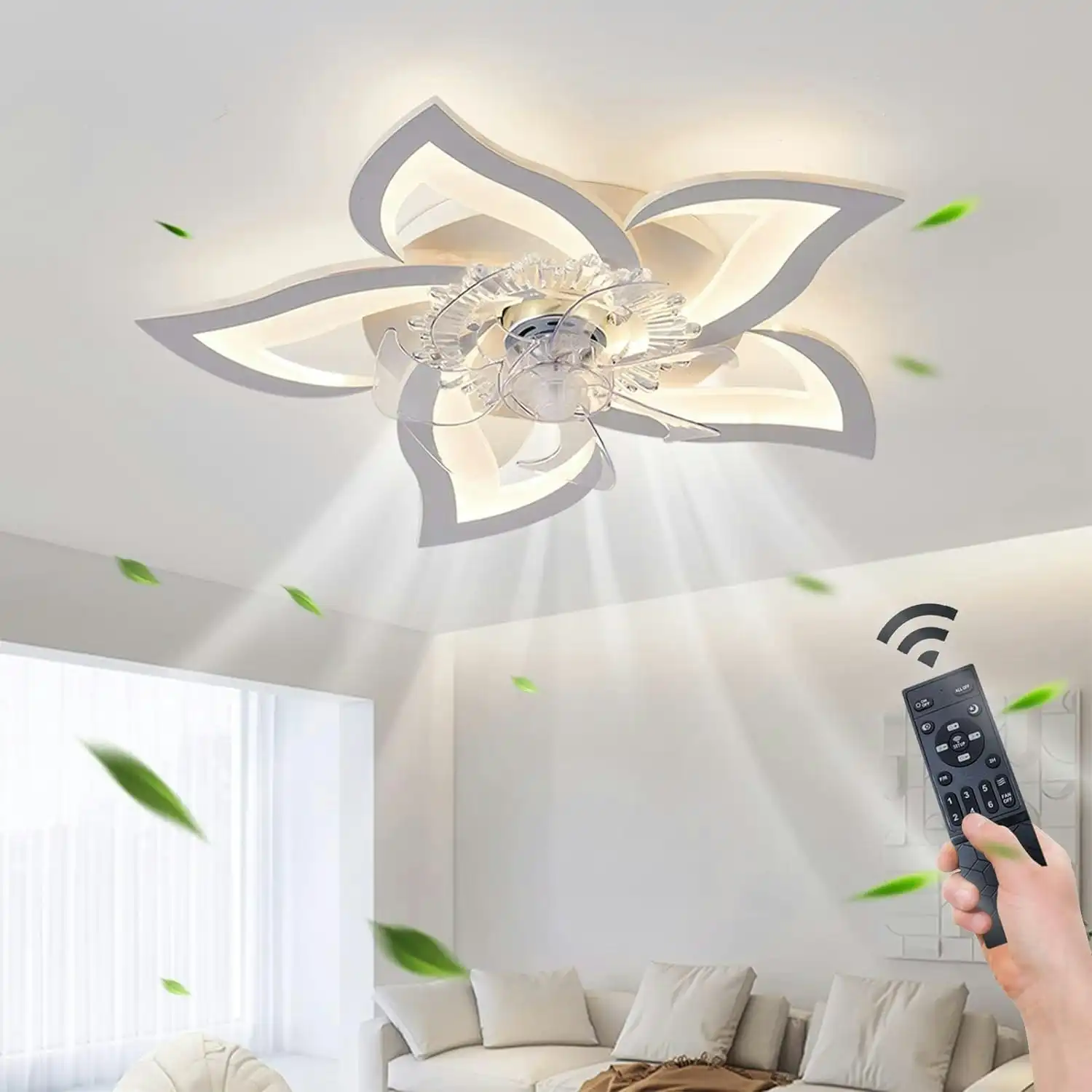 70cm Low Profile Ceiling Fans Lights Remote APP