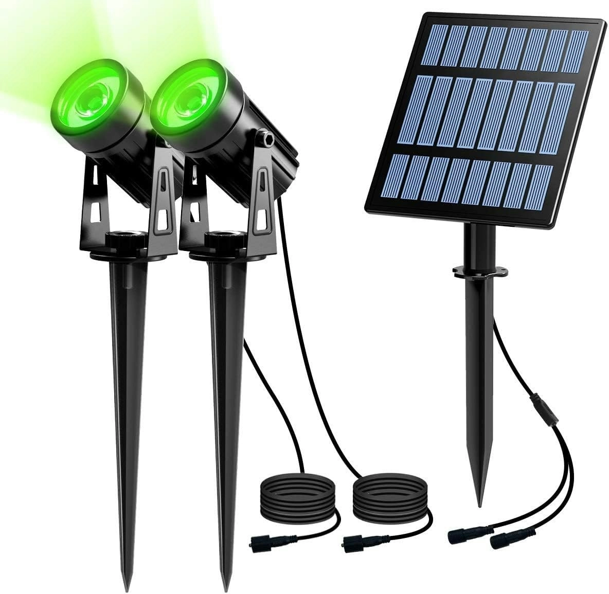 Solar Spot Lights Outdoor LED, 2in1 Landscape Spotlight Green IP65 Waterproof, Security Light Auto-Induction Patio Yard Garden Driveway