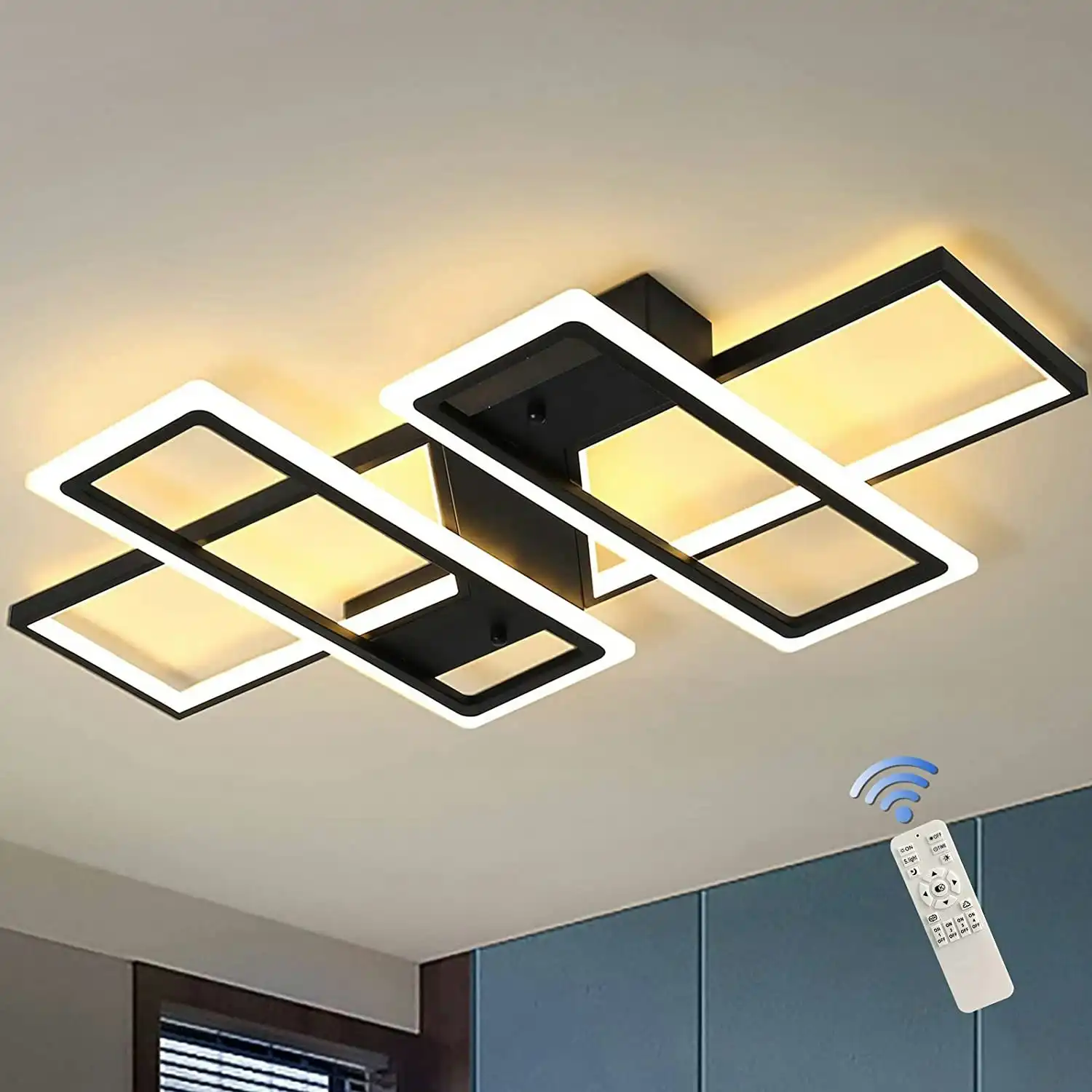 LED Modern Ceiling Light,Chandeleirs, 80W (Black)