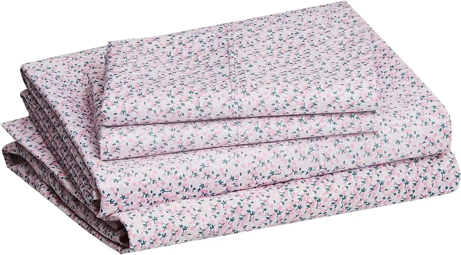King Size Microfiber Bed Sheet Set, Lightweight Super Soft, 36 cm Deep Pockets, Easy Care, Pink Mini Floral