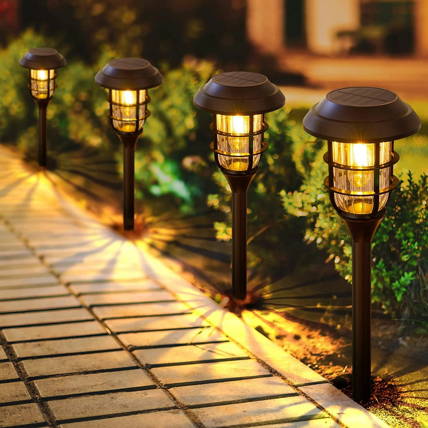 8 Pack Solar Pathway Lights Outdoor, Bright IP65 Waterproof Auto On/Off Garden Lights Solar Powered Landscape Yard Patio Walkway Driveway