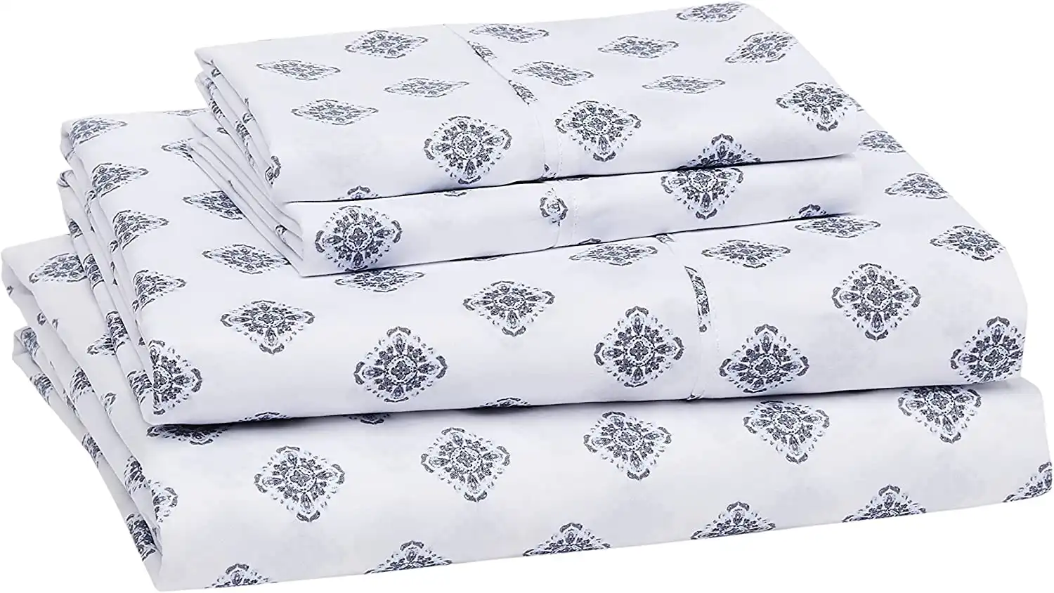 King Size Microfiber Bed Sheet Set, 36 cm Deep Pockets Lightweight Soft Easy Care Spa Blue