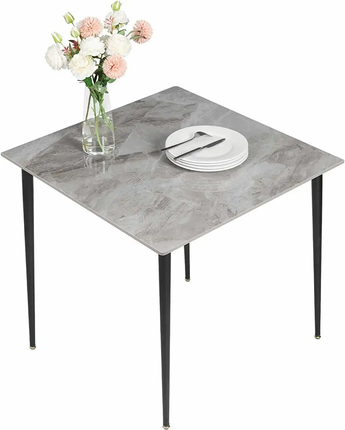 Square Dining table made of Marble (Grey) 80cm
