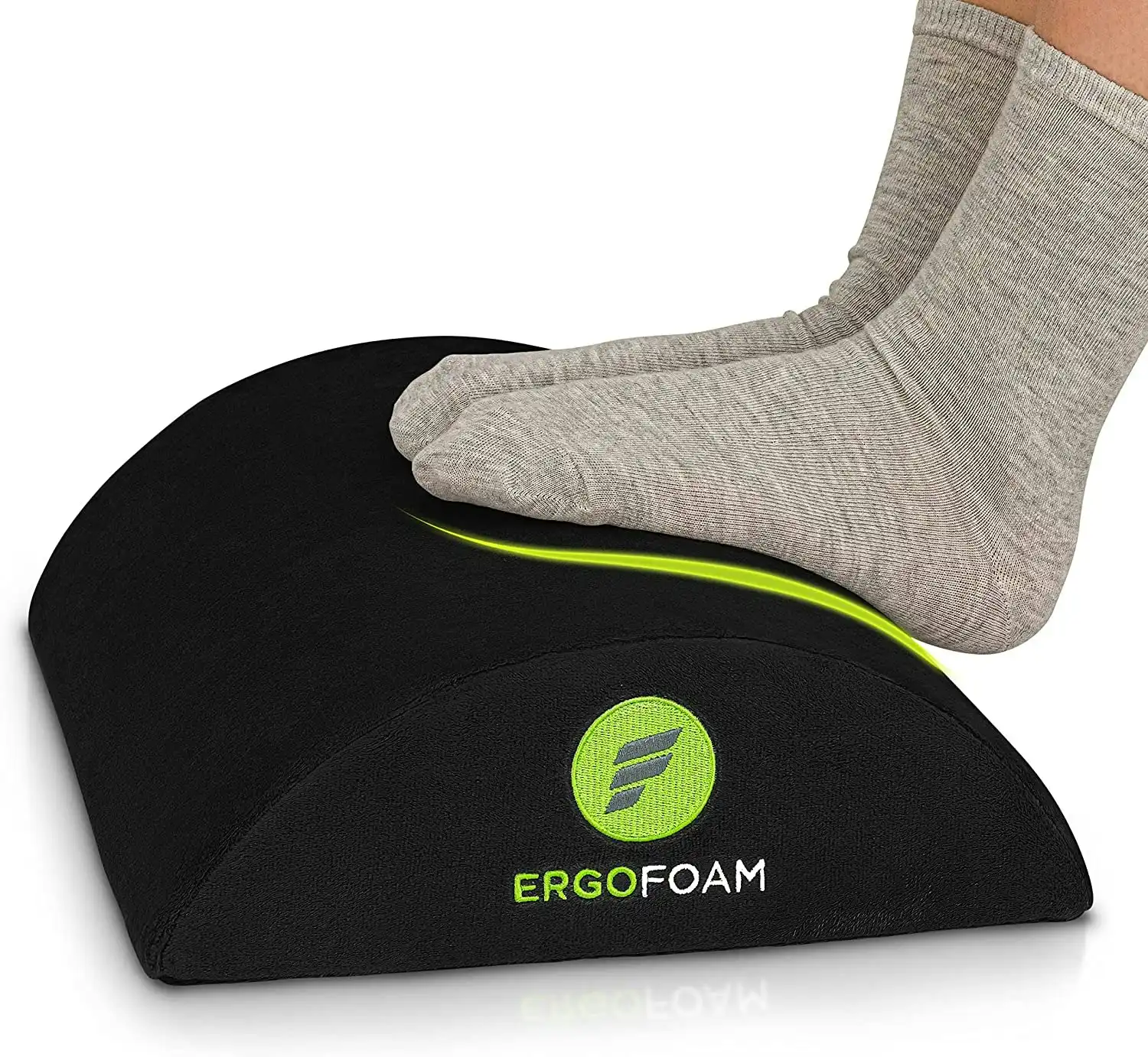 Ergonomic Foot Rest Under Desk | Velvet Soft Foam Footrest for Desk | Comfort for Lumbar, Back, Knee Pain | Foot Stool Rocker (Black)