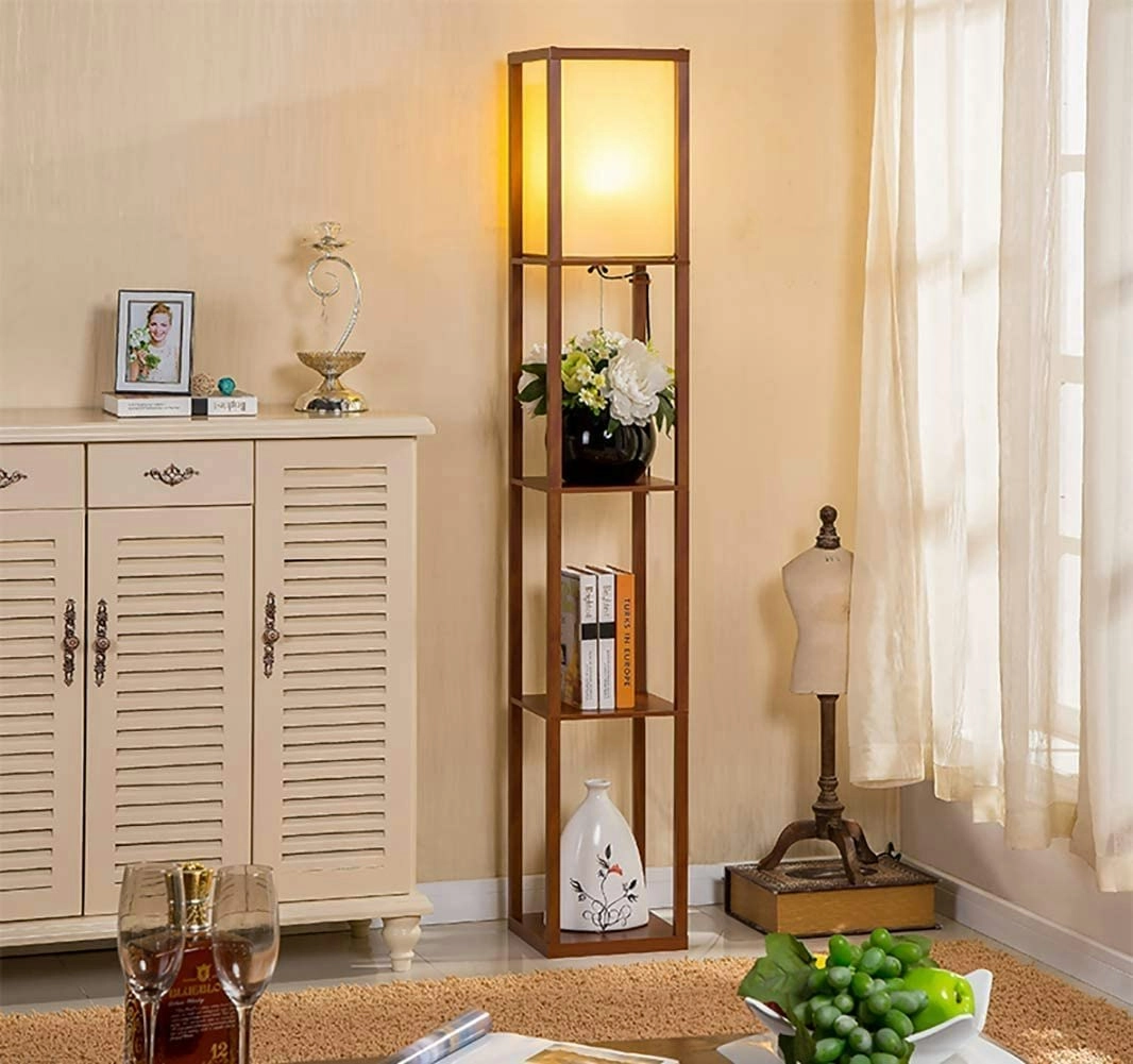 LED Shelf Floor Lamp with shelves (Brown)