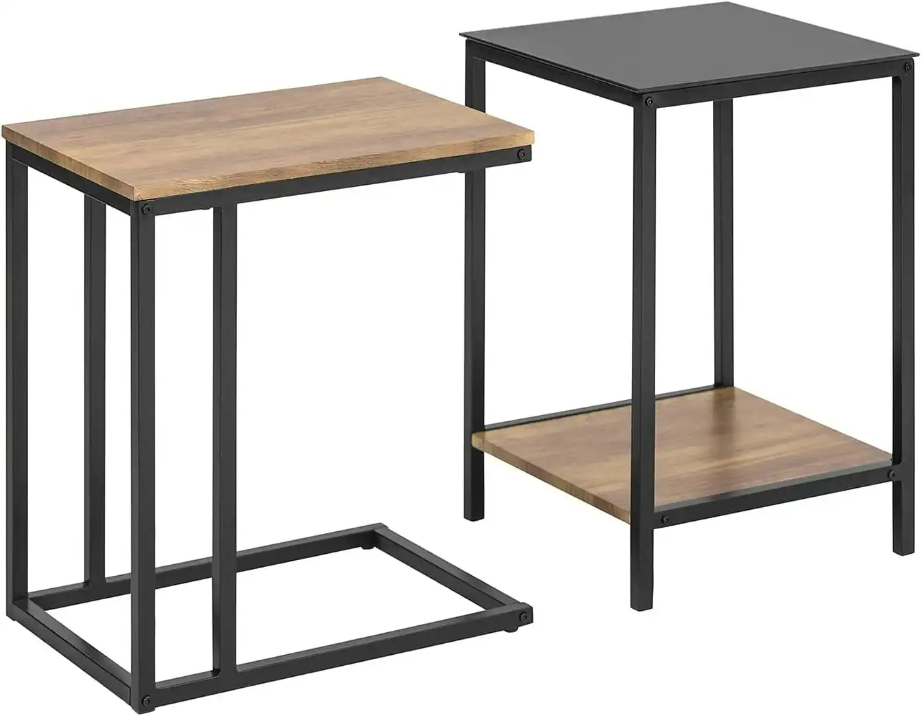 Set of 2 Side Tables - Stackable Coffee Tables for Living Room
