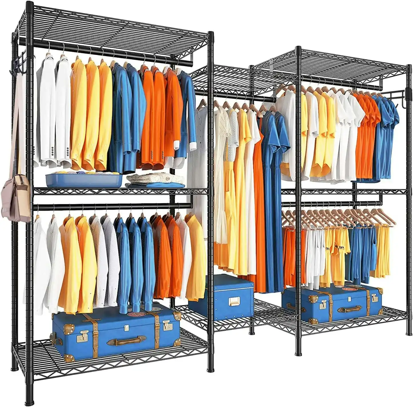 Clothes Rack Wire Garment Rack Heavy Duty Hanging Closet Armoire Storage Rack