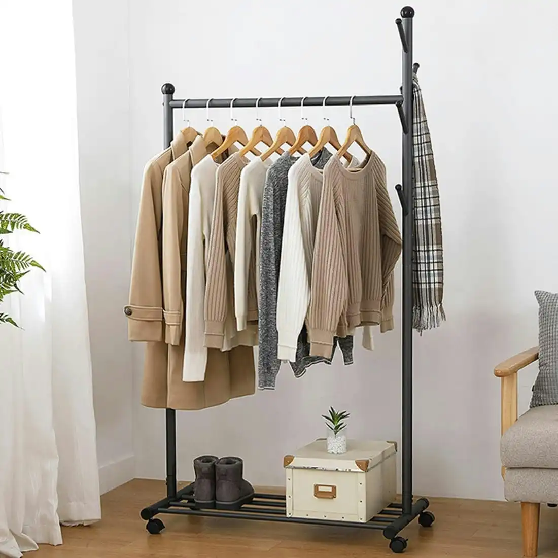 Clothes Rack Hanging Garment Coat Freestanding Hanger Bedroom