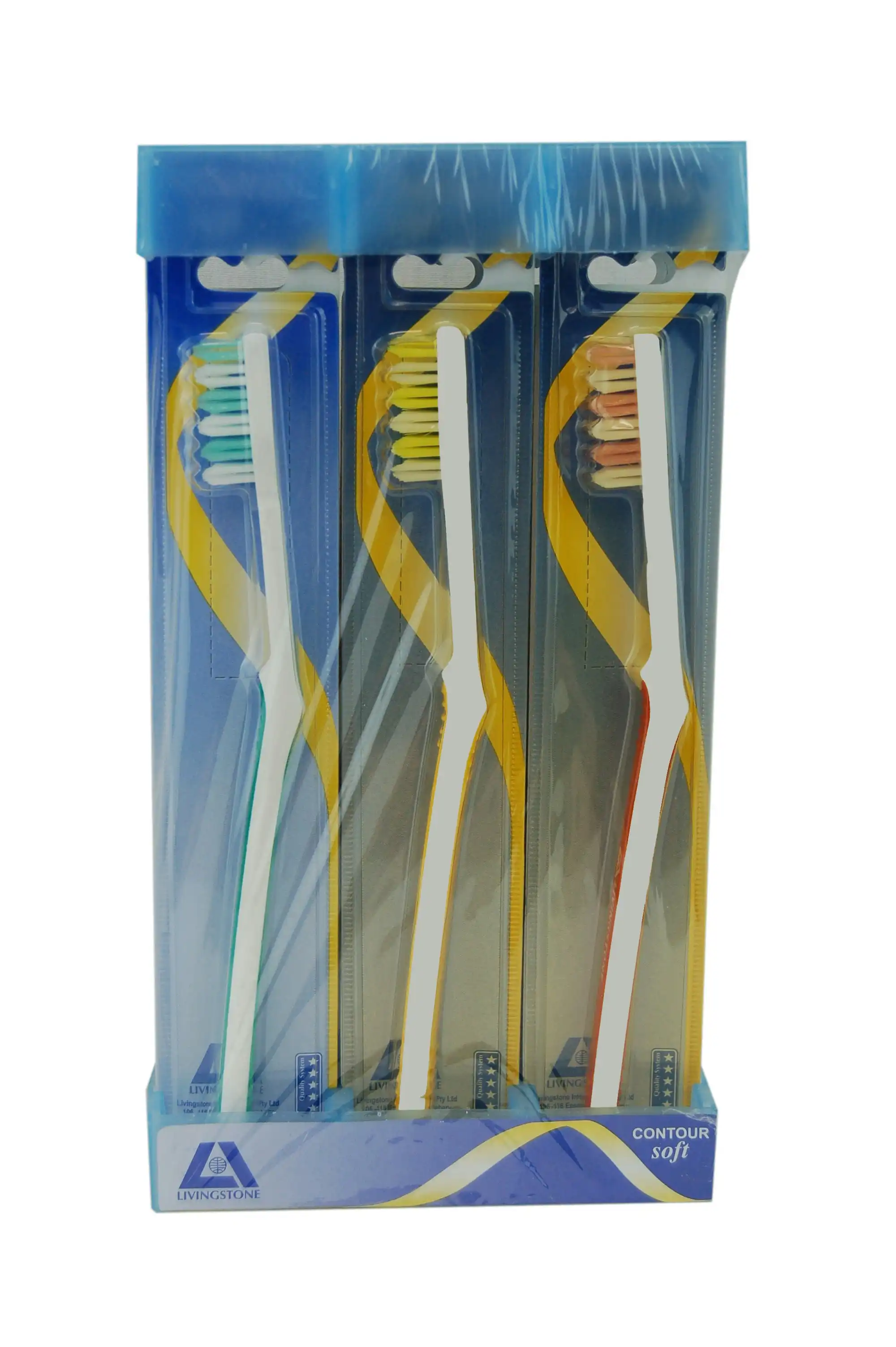 Livingstone Special White Toothbrush Adult Contour Head Soft Bristles 12 Pack