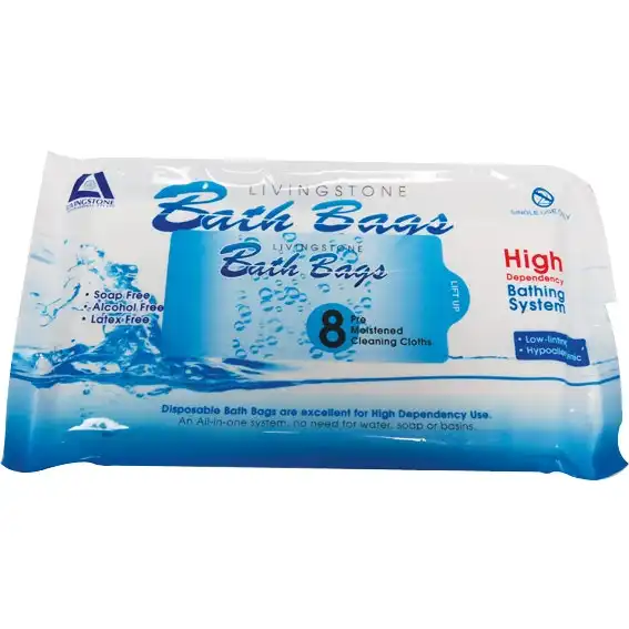 Livingstone Bath Bag Wet Wipes 19x18.5cm 50 Packs x8