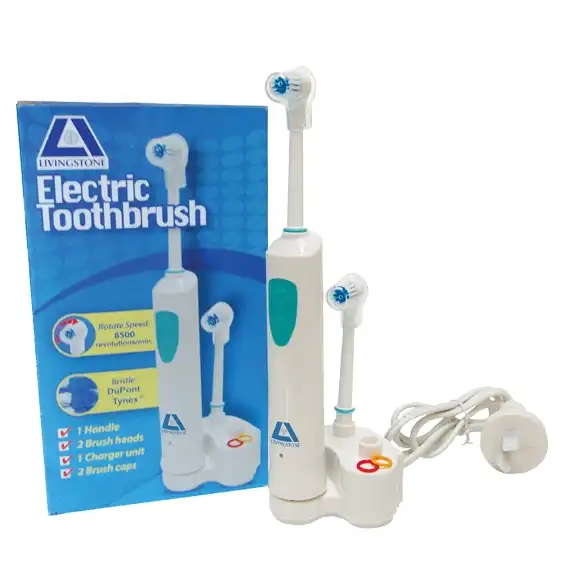 Livingstone Rechargeable Electric Toothbrush with 2 Brush Heads Including 1 Interdental Brush in One Kit
