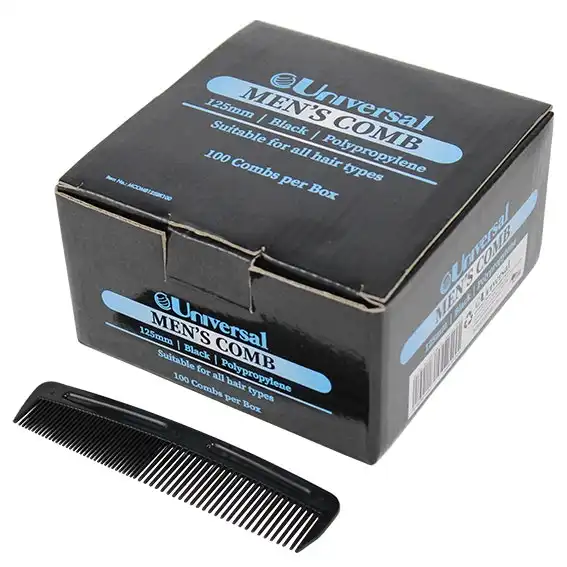 Universal Men's Comb Polypropylene 125mm Black 100 Box