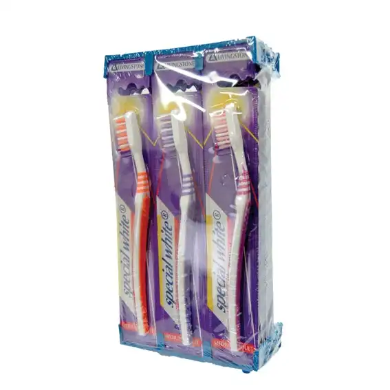 Livingstone Special White Toothbrush Adult Medium Bristles Assorted Colours 12 Pack