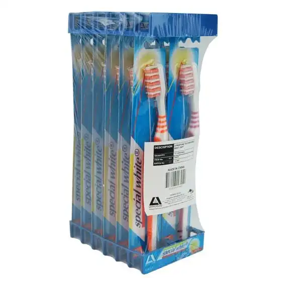 Livingstone Special White Toothbrush Adult Soft Bristles Assorted Colours 12 Pack x30