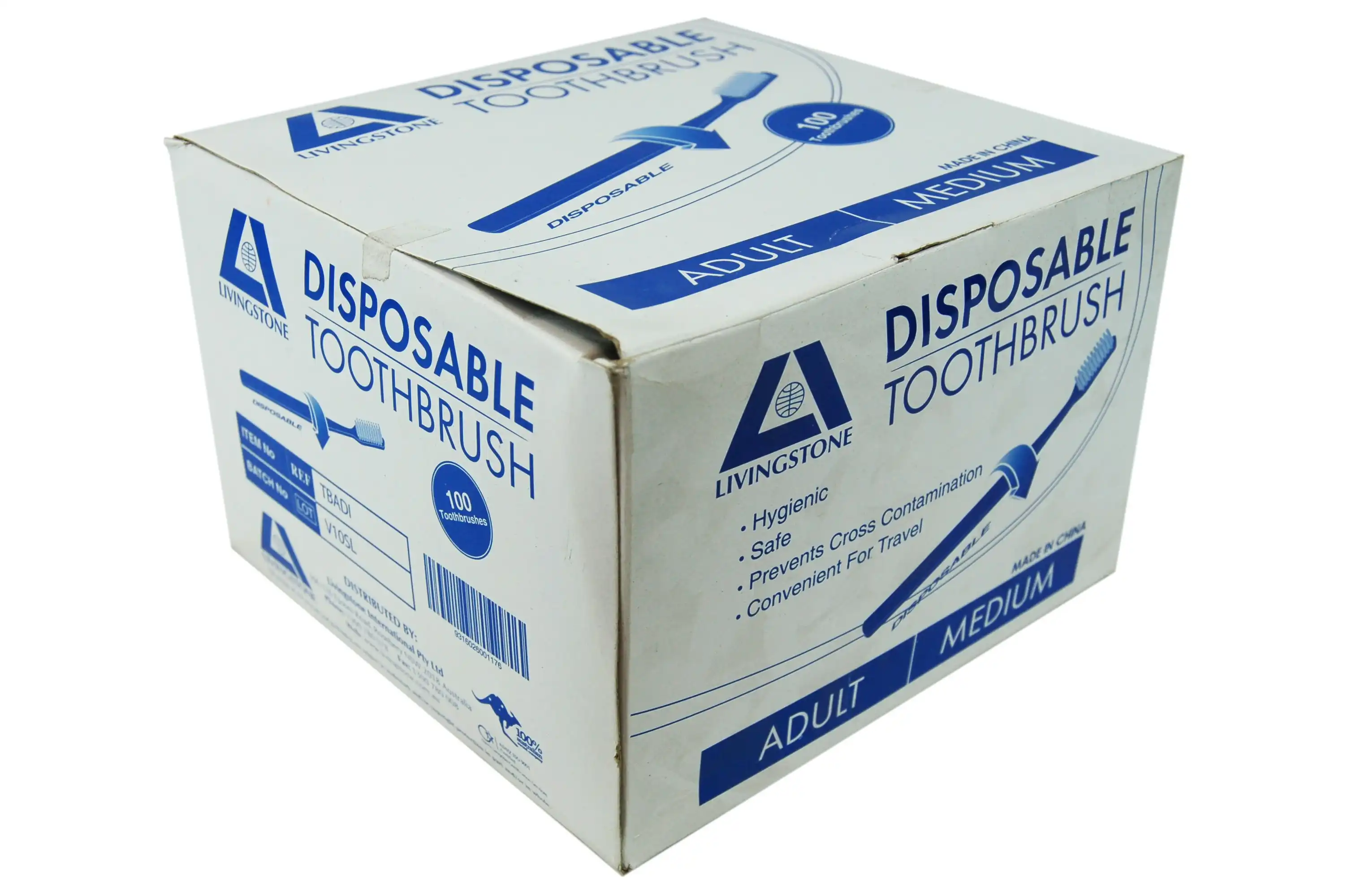 Livingstone Toothbrush Adult Medium Bristles 100 Box