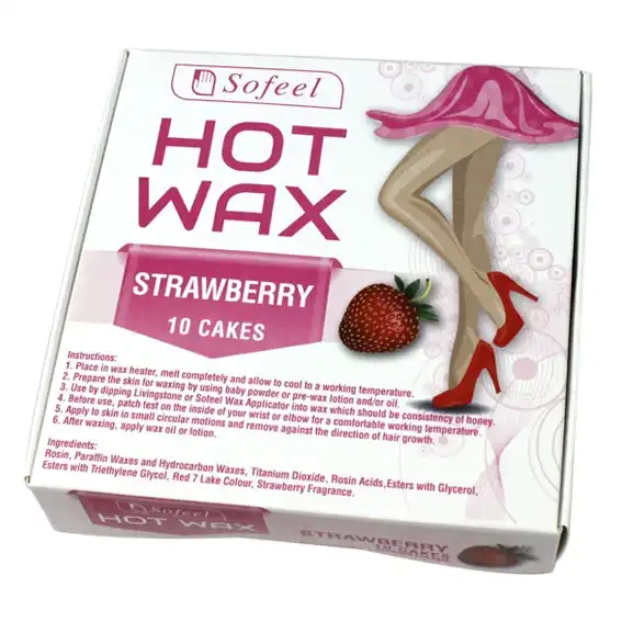 Sofeel Hot Wax Strawberry Scent 10 Cakes of 50 grams 500 Gram Box
