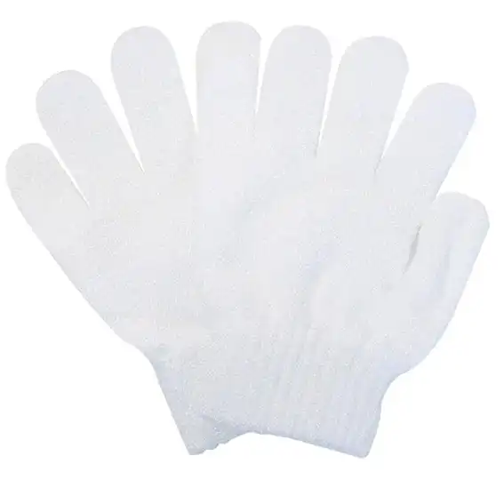Sofeel Exfoliating Massage Gloves Nylon White Fits All Sizes 2 Pack
