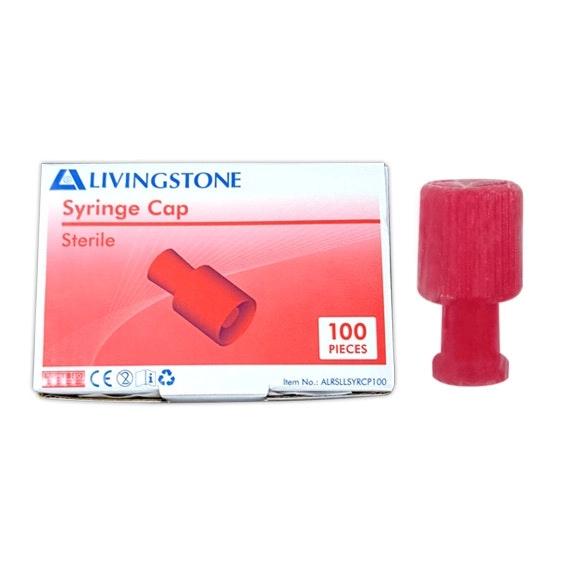 Livingstone Syringe Nozzle Closure Tip Cap Sterile Red Plastic 100 Box