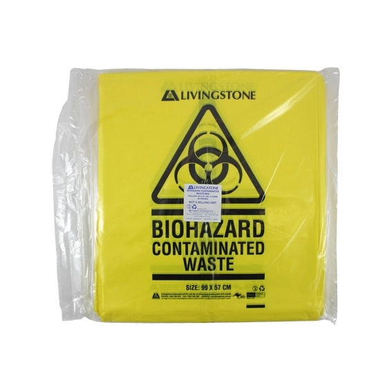 Livingstone Yellow Biohazard Waste Bag LDPE 72L 30 Microns 99 x 57cm 250 Carton