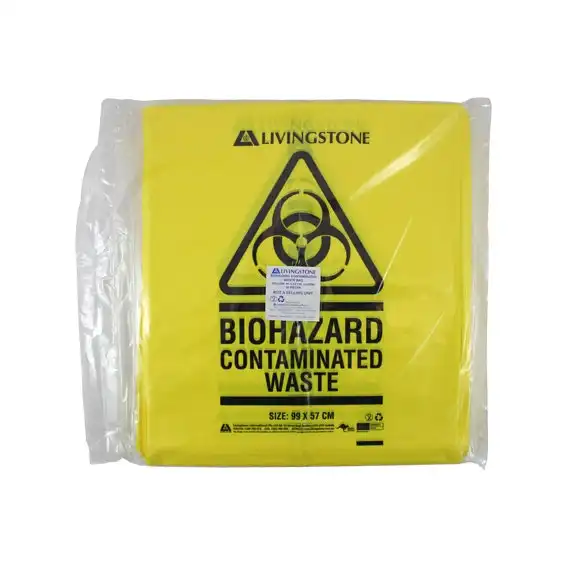 Livingstone Yellow Biohazard Waste Bag LDPE 72L 30 Microns 99 x 57cm 250 Carton
