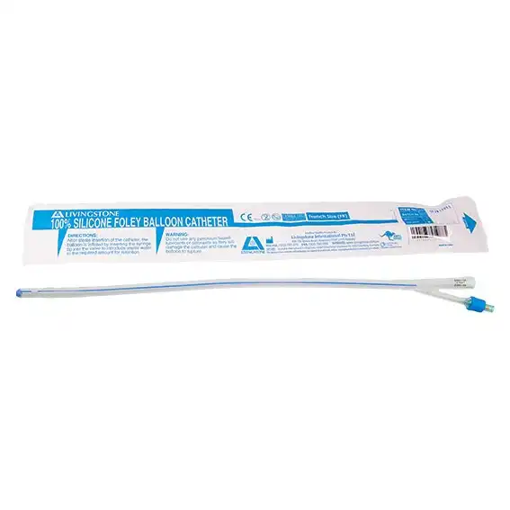 Livingstone All Silicone Foley Balloon Catheter 2-Way 24FG Blue 30ml Sterile
