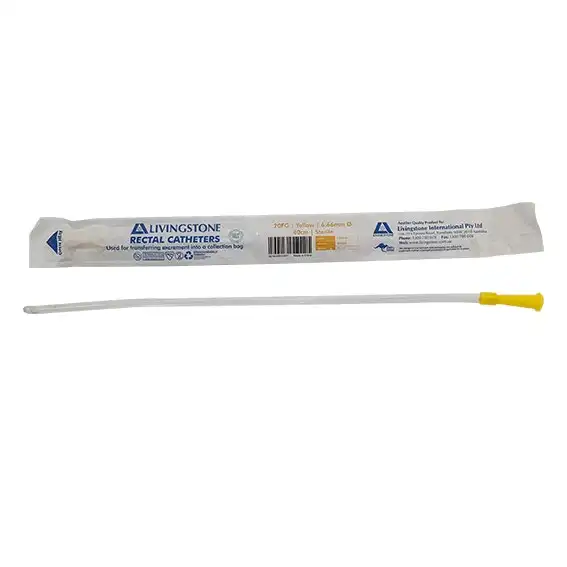 Livingstone Rectal Catheter Tube 20FG Yellow Colour 6.66mm Diameter 40cm Sterile