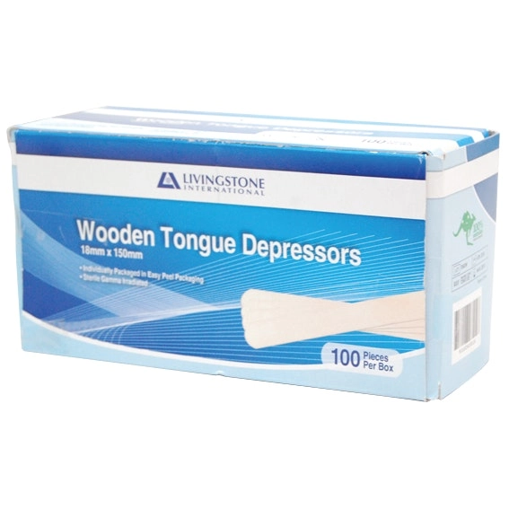 Livingstone Biodegradable Wooden Tongue Depressor 150 x17x1.6mm Sterile 100 Box