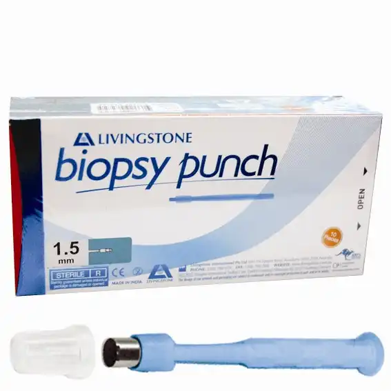 Livingstone Biopsy Punch with Stainless Steel Cutting Edge Sterile 1.5mm 10 Box