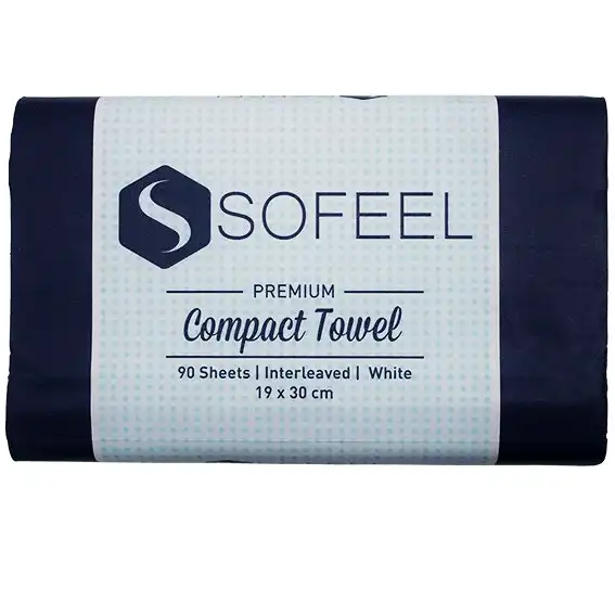 Sofeel Premium Compact Hand Towel Interleaved Biodegradable Paper 30 x 19cm Unbleached White 90 Sheets x24