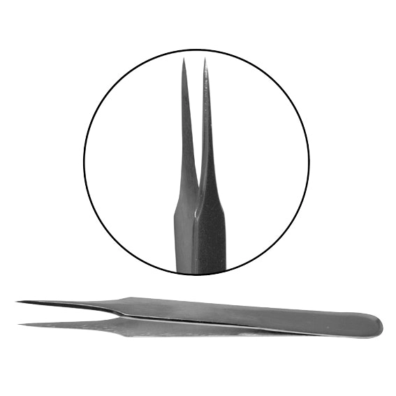 Livingstone Ultra Fine Tips Tweezers, Beauty, Jewellery, Splinter. No. 4, 114 mm, Straight, Pointy, Stainless Steel, Each