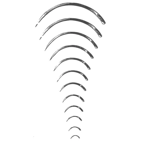 Livingstone Suture Needles, Round Body 3/8 Circle, Thickness: 0.4mm, Length: 8mm, 12 Needles/Pack