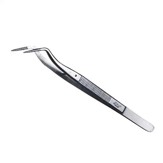 Intensiv Meriam Dental Tweezers Forceps 16cm Angled with Pin, Diamond-coated All-round, Stainless Steel Each
