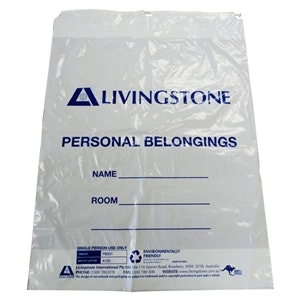 Livingstone Patient Personal Belongings Clothing Bag Plastic White 45 x 60cm 300 Carton