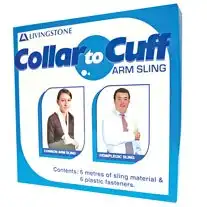 Livingstone White Collar to Cuff Arm Sling with Fasteners 5(W)cm 10m Roll