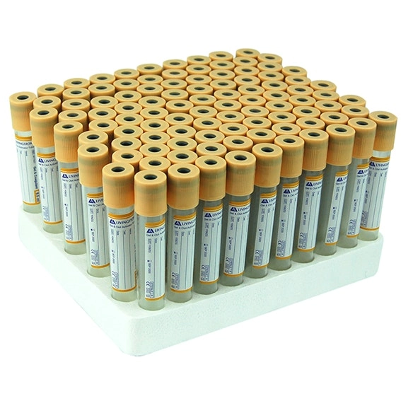 Livingstone Blood Collection SST Plastic Tube Clot Activator Gel Separator & Coagulant 8.5mL 16 x 100mm Gold Non Spill Cap 100 Pack