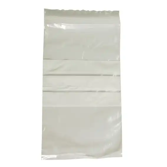 Livingstone Resealable Plastic Zip Lock Bag with 3 White Panels Clear 40 microns 90 x 160mm 1000 Box