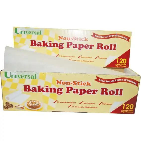 Universal Biodegradable Baking Paper with Metal Cutter 44GSM 30cm x 120m